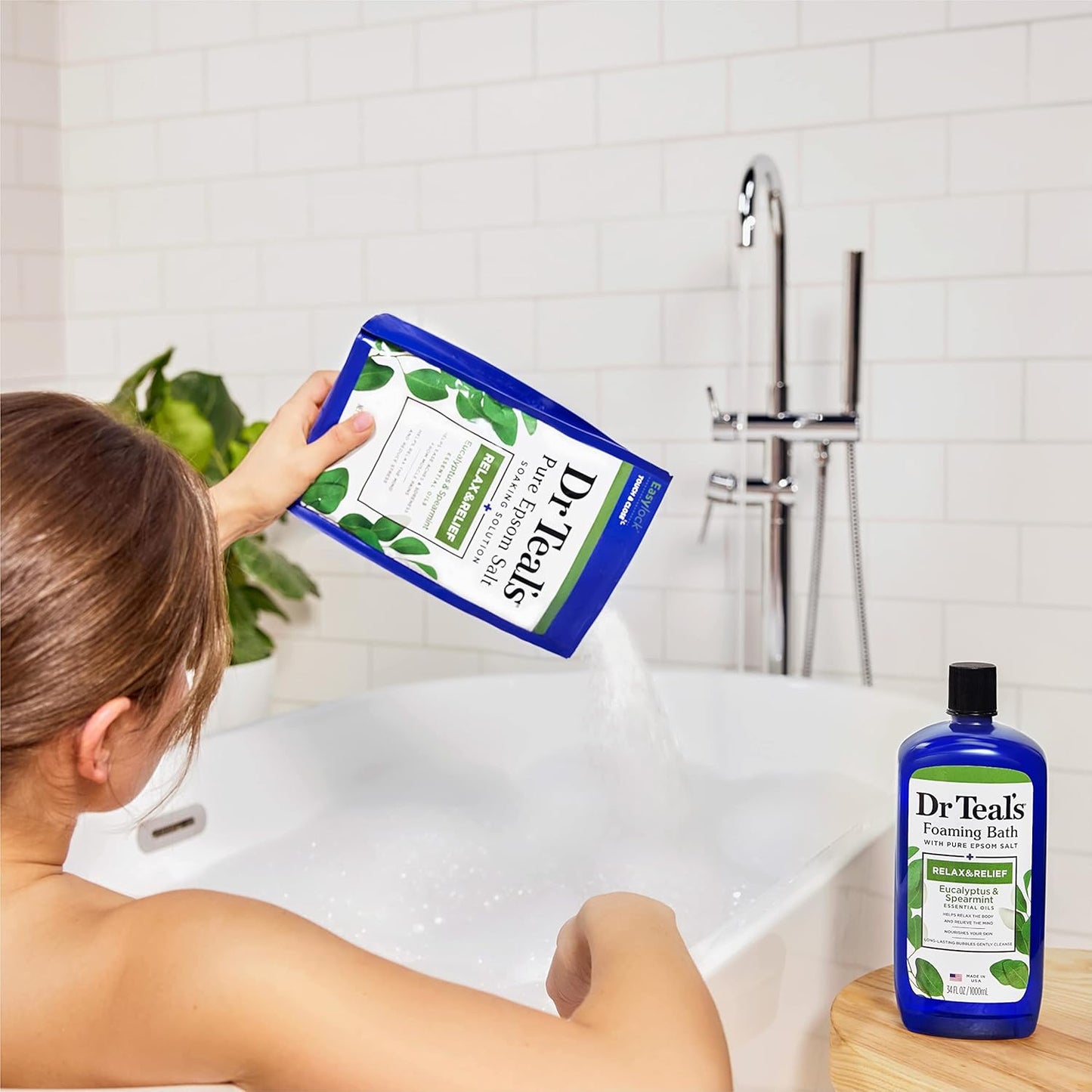Dr Teal's Pure Epsom Salt, Relax & Relief with Eucalyptus and Spearmint, 3 lb (Pack of 4)