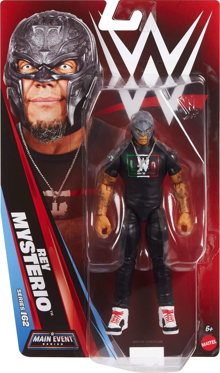 Mattel WWE Rey Mysterio Action Figure, Main Event Series #162, 6-inch Collectible Superstar with 104 Articulation Points & Life-Like Look