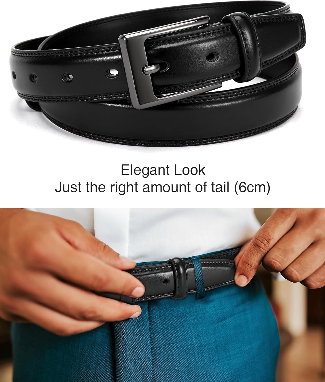 CHAOREN Mens Belts Leather Gift for Men - Ideal Match for Mens Dress Shoes