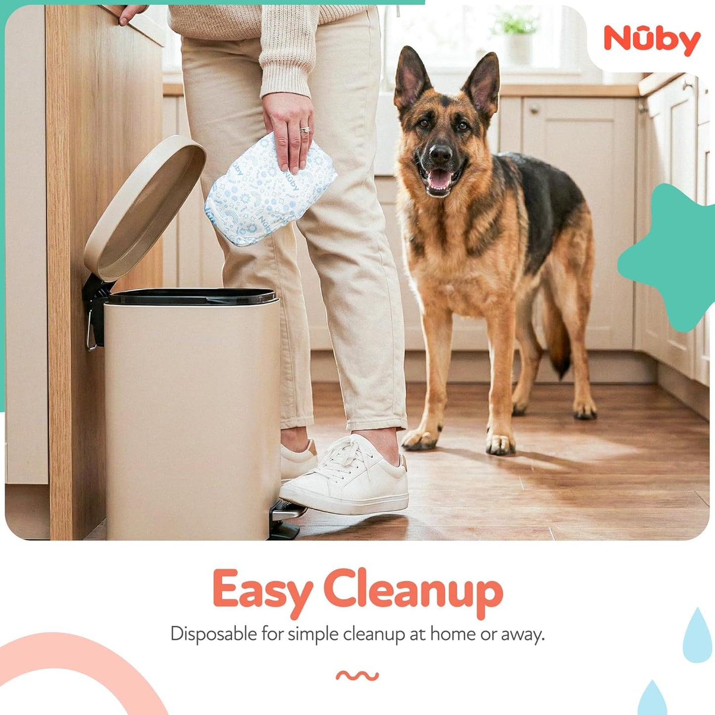 Nuby Pets Disposable Male Dog Wraps with Wetness Indicator, Absorbent & Leak-Resistant Belly Bands for Male Dogs, Small (12–19" Waist), 50 Count