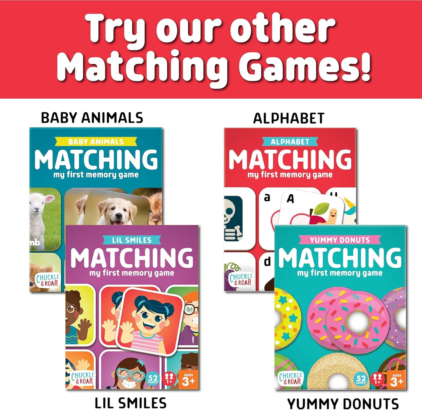 Chuckle & Roar Alphabet Matching Memory Game for Kids Ages 3+ – Preschool Letter Matching Board Game for Toddlers, Uppercase & Lowercase ABC Learning Game
