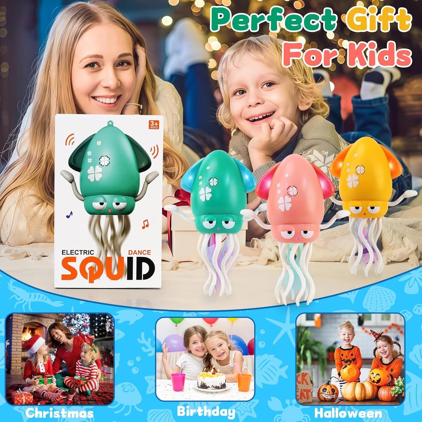 Electric Dancing Octopus Light Music Suitable for 12-18 Months Old Baby Toys, Kid Crawling Squid Toys Suitable for Toddler Tummy Time, Birthday for 1 2 3 4 5 6 Year Old Boy (Green)