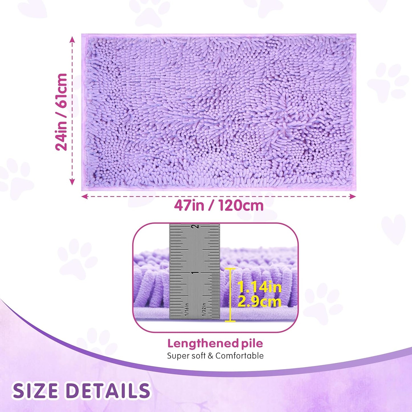 Guinea Pig Cage Liner Bedding 47x24, Washable Guinea Pig Bed Mat, Extra Absorbent Rabbit Pee Pad Reusable, Non-Slip Fleece Blanket for Bunny and Small Animal Cage Accessories (Purple, 47"x24")