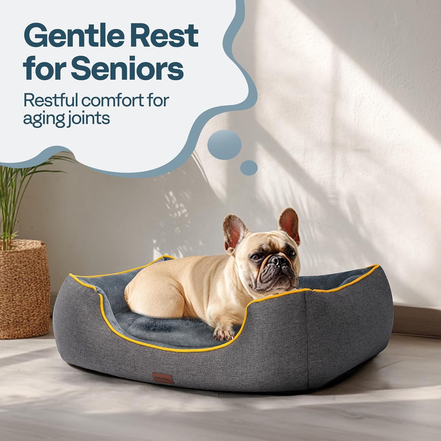 Orthopedic Medium Sized Dog Bed with Removable Washable Cover, Waterproof & Non-Slip Base, Cat Couch Sofa, Comfortable Pet Bed with Cooling/Warming, Dual-Layer Interior Padding, 28", Grey