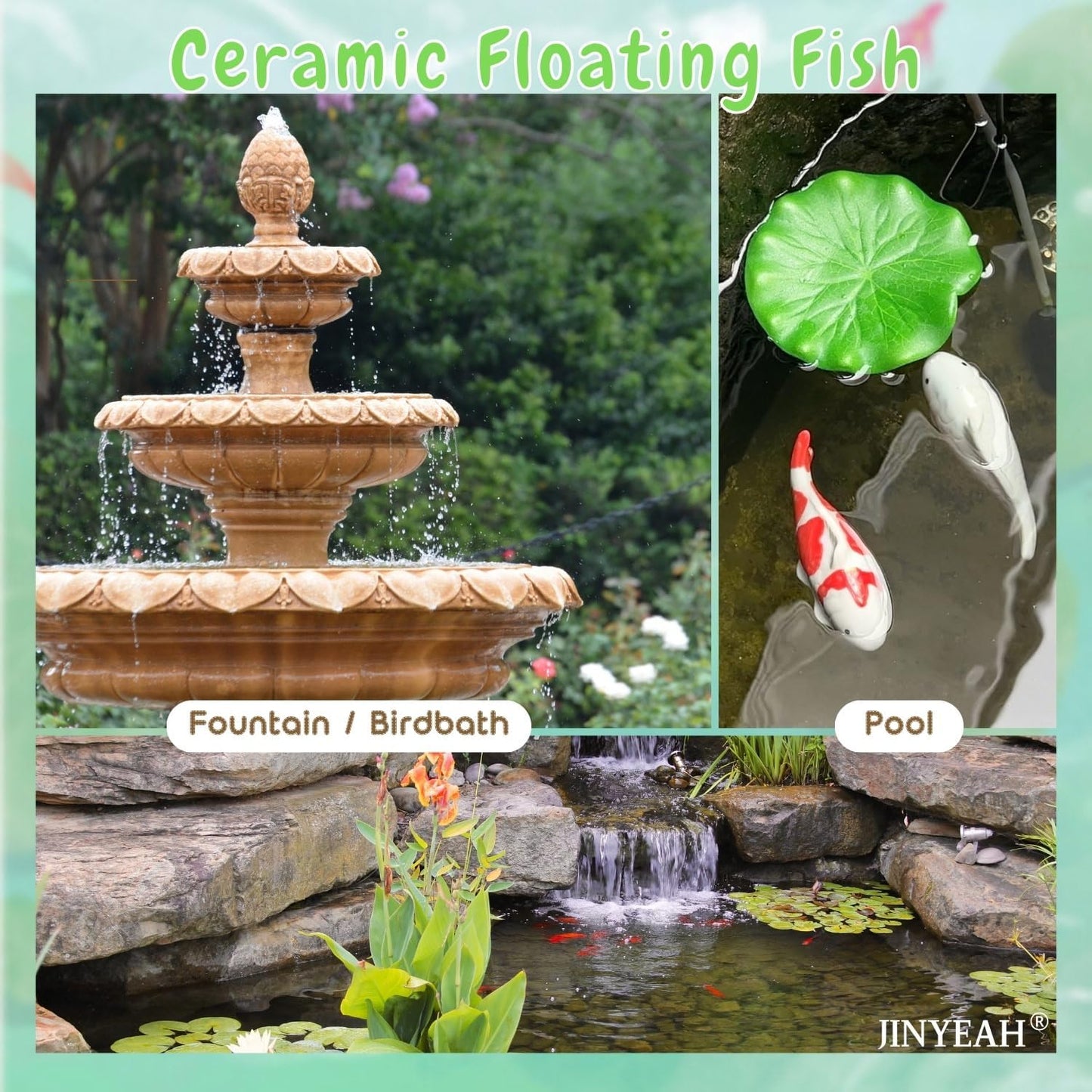 Ceramic Koi Fish Pond Decor 4″ Fake Fish Floating Aquarium Decor Floating Koi Pond Swimming for Birdbath Pond Fountain Fake Aquarium Tea Pet