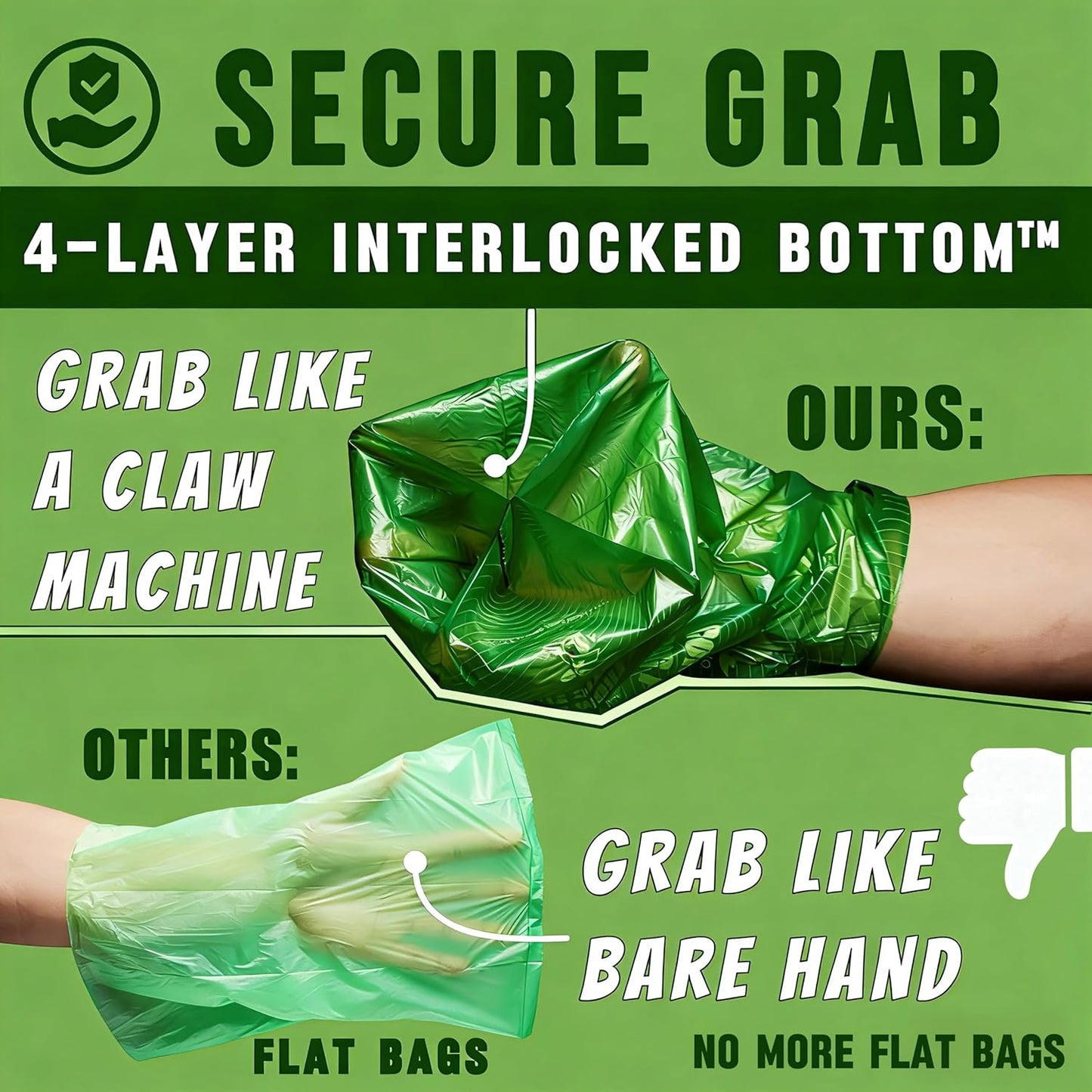 Ultra Thick & Deep RockRhino Dog Poop Bags for Large & XL Breeds | 4-Layer Interlocking Bottom | 100% Home Compostable, 0% Plastic | Vanilla-Scented | 60 Bags, Easy Open Tie Handles, Not for Scooper