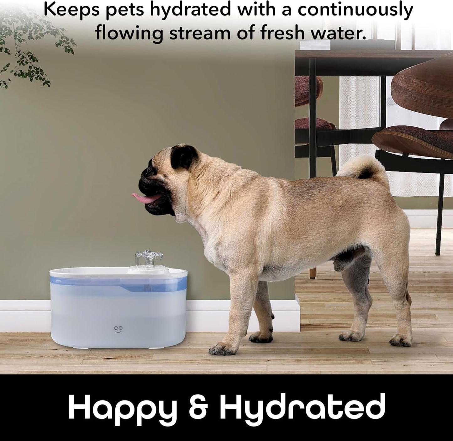 Geeni PetConnect 2.6L Smart Pet Water Fountain, Automatic Filtered Water Bowl for Cats and Dogs, Wi-Fi Controlled, Alexa & Google Home Compatible, Clean and Fill Alerts, White