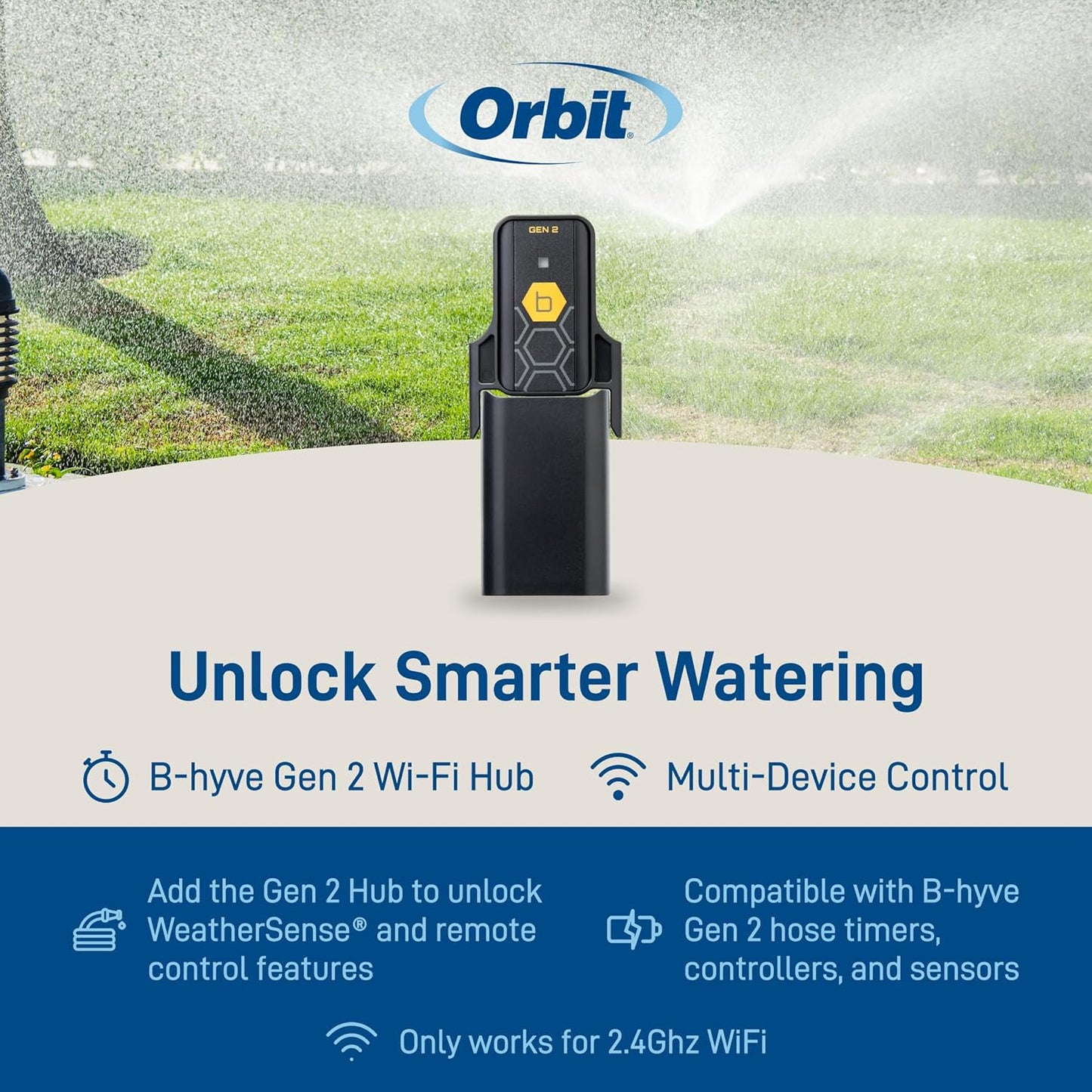 Orbit 21027 B-hyve Gen 2 Wi-Fi Hub, Gray