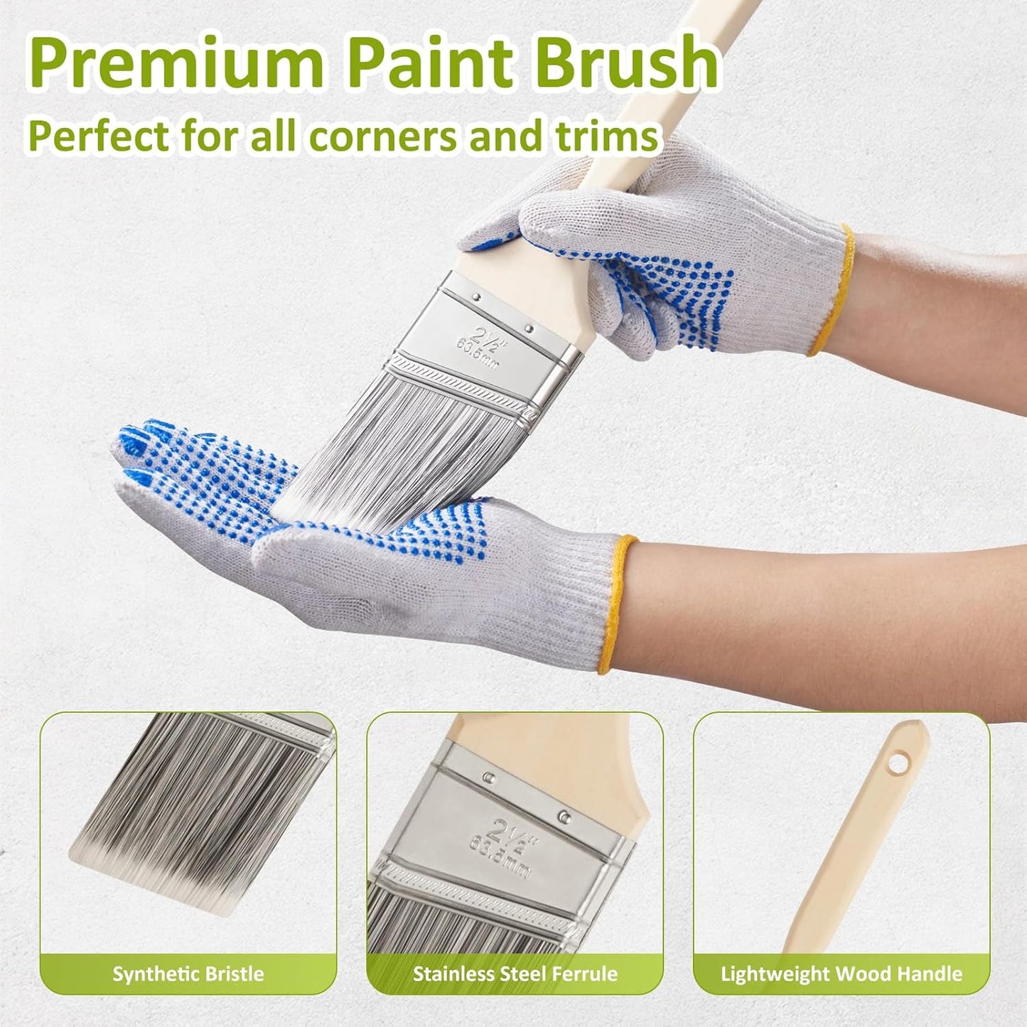 House Paint Roller Kit with Extension Pole, Home Wall Painting Supplies Set, with Paint Brush, Paint Tray, Multi-Angle Paint Brush Extender