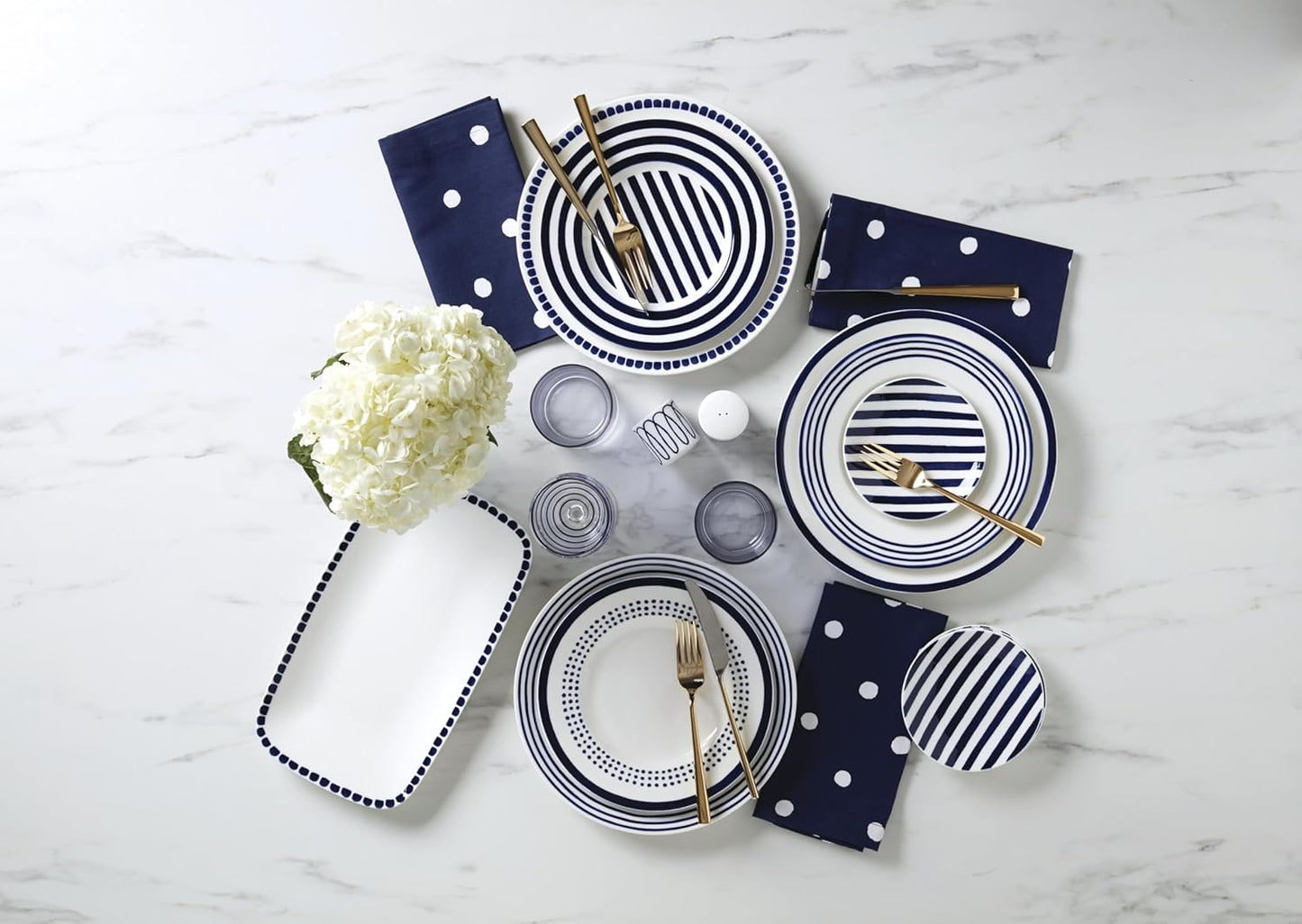 Kate Spade New York Charlotte Street West 16-Piece Dinnerware Set, 15.75 LB, Blue