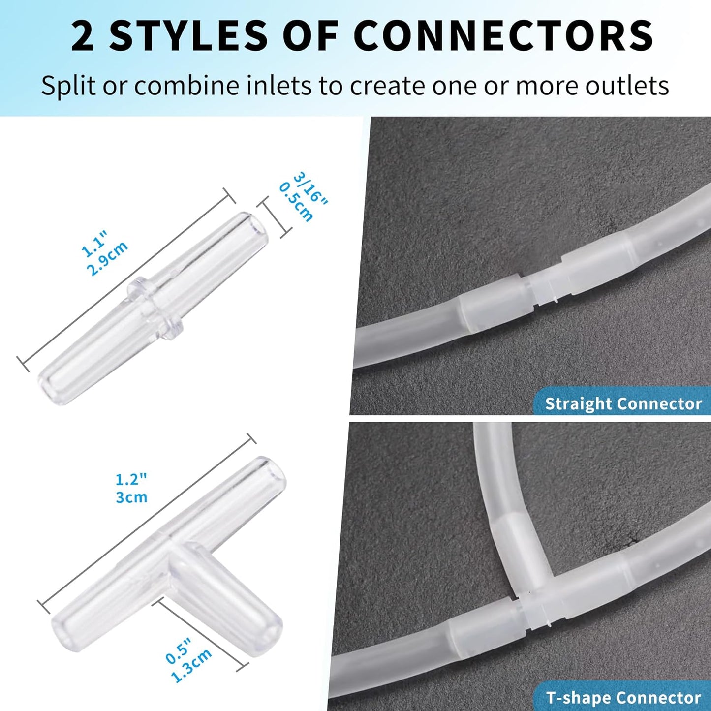 Premium 25FT 3/16inch Air Hose for Aquarium with Connector,Check Valve, Control Valve Accessories (Translucent, 25 ft.)