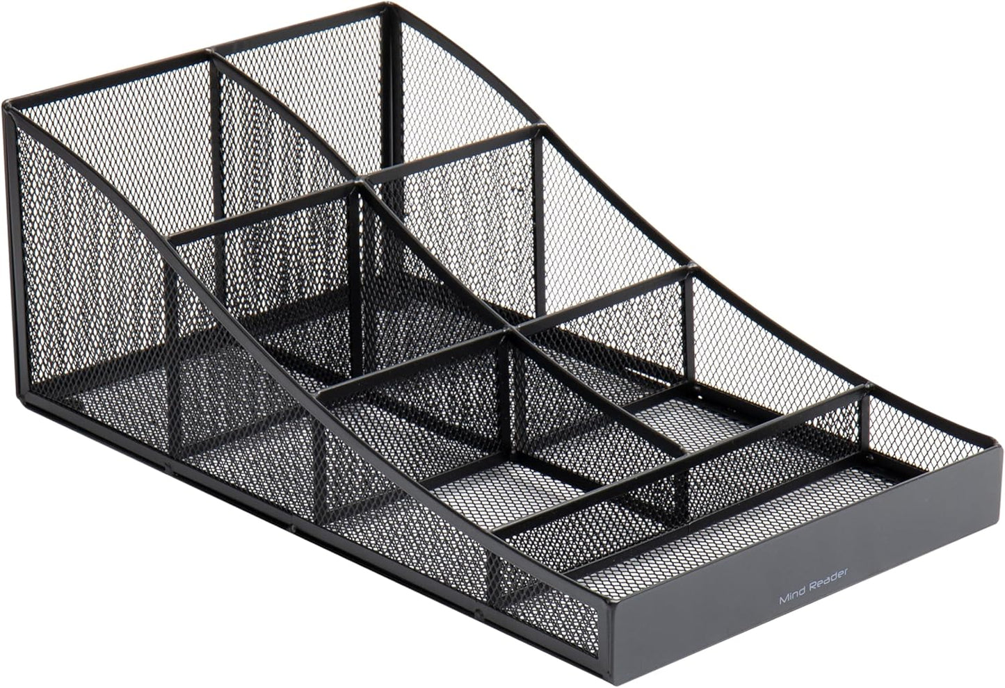Mind Reader Countertop Organizer, Office Breakroom Supply Caddy for Cups Lids Stirrers and Condiments, Metal Mesh, Black