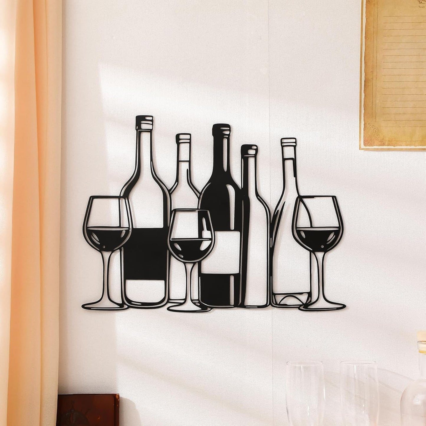 LEIFIDE Wine Wall Art Decor for Kitchen Bar Accessories Metal Italian Wine Kitchen Decor 14.96 x 11.18 Inches Glass & Bottle Bar Art Sign for Home Restaurant