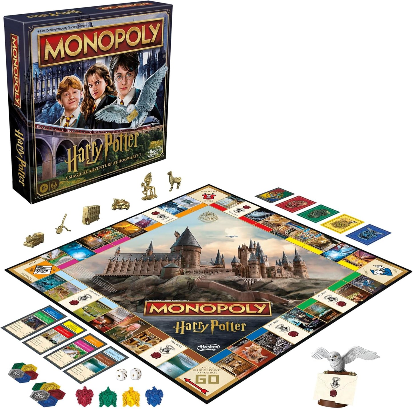 Hasbro Gaming Monopoly Harry Potter Edition Board Game | A Magical Adventure at Hogwarts | Ages 8 and Up | 2 to 6 Players | Family Games | Gifts for Kids and Adults
