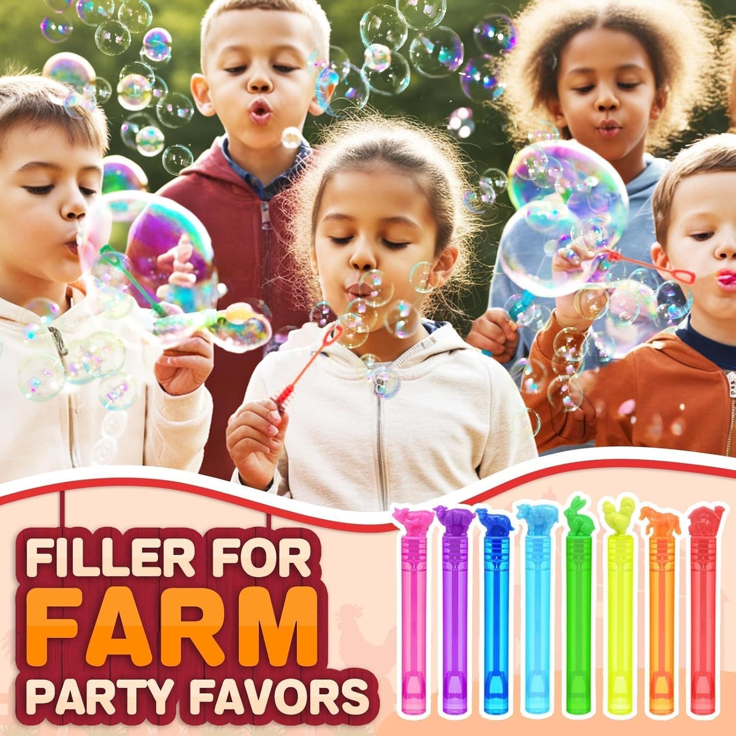 32Pcs Animal Farm Bubbles with Gift Box, Party Favors for Kid, Mini Dog/Horse Bubble Wands Bulk, Birthday Decoration, Pinata Filler, Goody Bag Stuffers Supplies, Carnival Prizes, Classroom Gift Toy