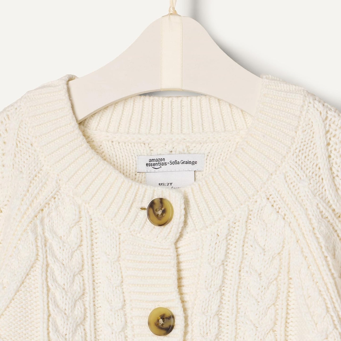 Amazon Essentials x Sofia Grainge Unisex Toddlers and Babies' Cable Knit Fisherman Cardigan Sweater