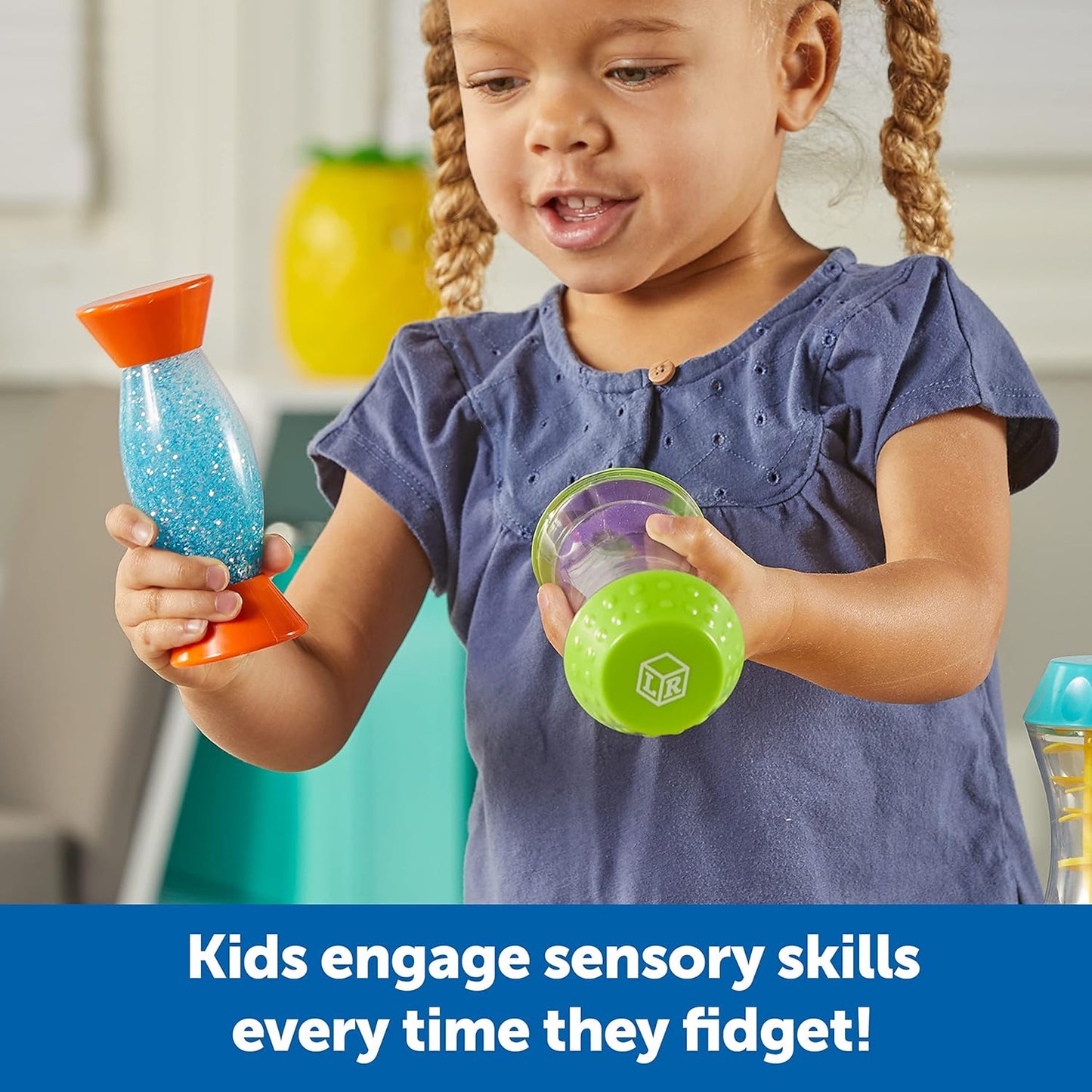 Learning Resources Sensory Trio Fidget Tubes - Tactile Play Tools, Kids Travel Essentials Toys, Self-regulation Aids, Calm Down Corner Supplies, Bin Activities