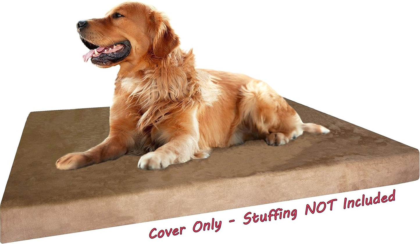 Dogbed4less DIY Pet Bed Pillow Brown Microsuede Duvet Cover and Waterproof Internal case for Dog at 40X35X4 Inch - Covers only