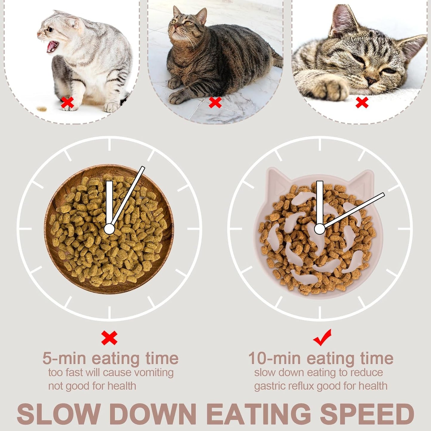 Silicone Cat Slow Feeder, Elevated Slow Feeder Bowl Tilt Design, Suitable for Dry and Wet Food, Adjustable Angle, Cat Food Puzzle with Suction Cup(Pink)