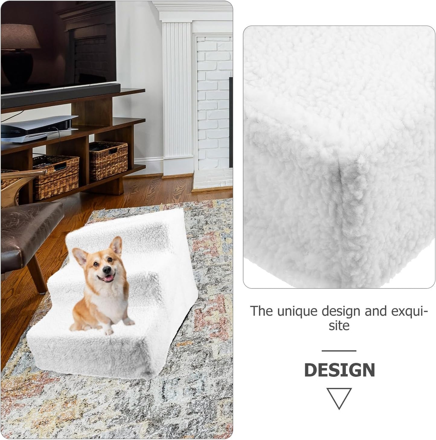 Pet Step Ladder Non-Slip White Modular Pet Stairs Ramp for Small Dogs and Cats Indoor Climbing Platform for Sofa and Bed