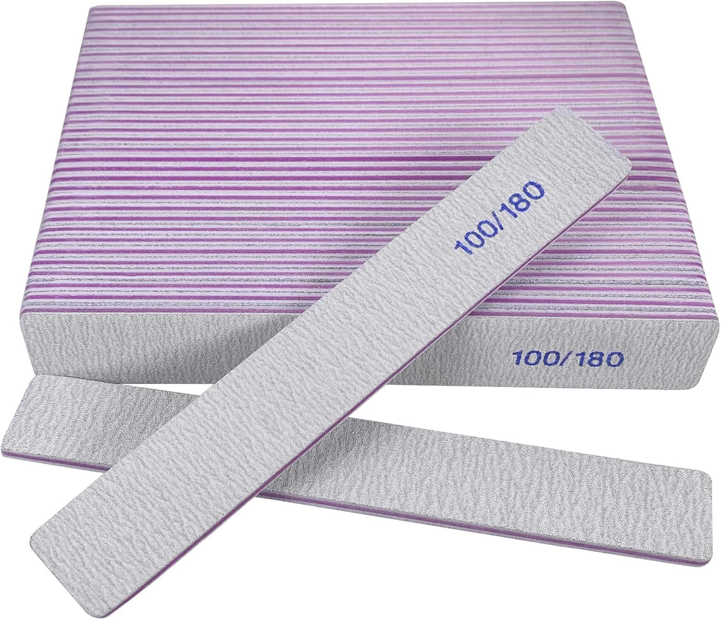 Nail Files (24 Pack), 100/180 Grit Emery Boards Nail File for Natural Nails and Acrylic Nails, Double Sided Emory Boards limas para unas acrilicas Profesional Fingernail Filer Reusable Manicure Gray