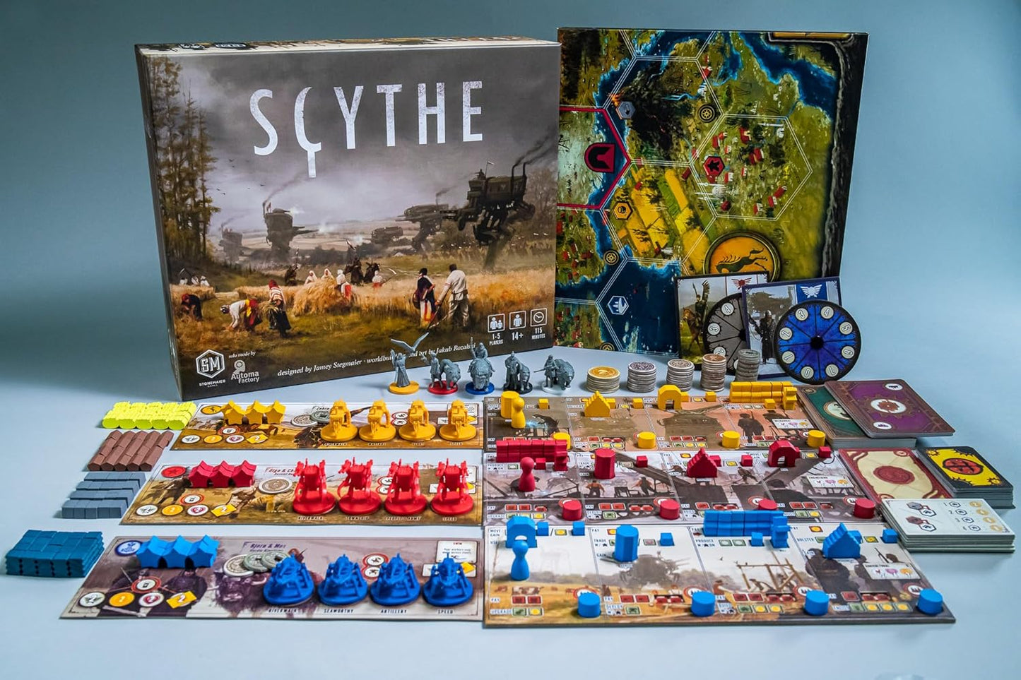 Stonemaier Games: Scythe (Base Game) by Jamey Stegmaier | an Engine-Building, Area Control Strategy Board Game with Mechs, Set in Dieselpunk 1920+ Europe for Adults and Family | 1-5 Players, 115 Mins