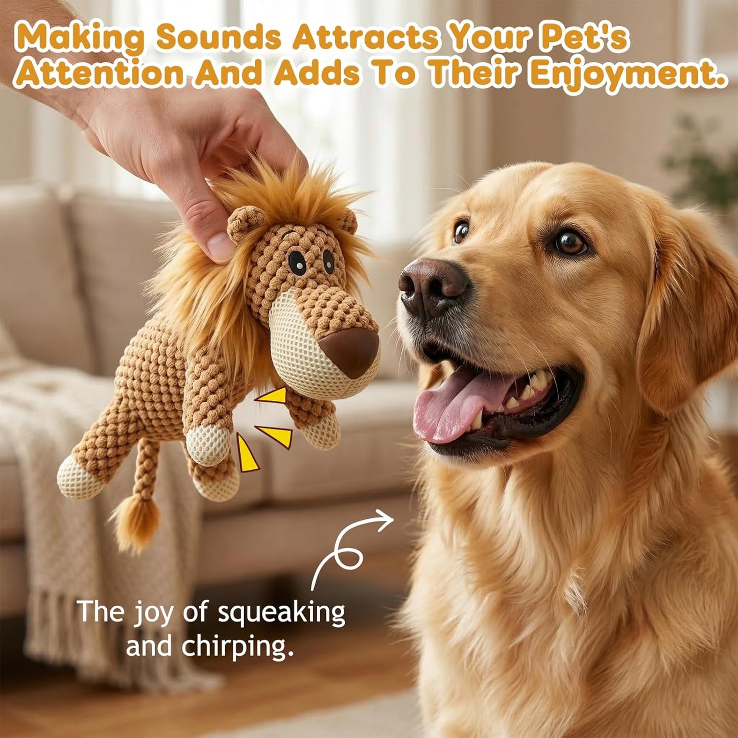 Dog Toys Indestructible Dog,Soft Chew Toy,Durable Squeaky Dog Toys for Heavy Chewers,Toy Puppy Pet Mutt Toy Plush Dog Chew Toy, Interactive Dog Toys (Brown)