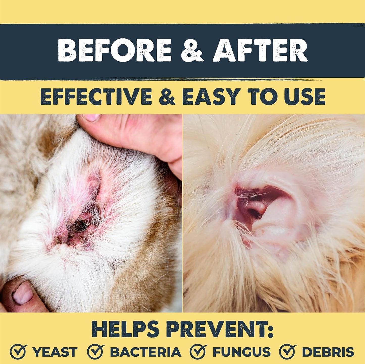 Mighty Paw Waggables Dog Ear Wash - 4 oz (Made in USA) | Cleaner Solution. Wash Cleaner Aloe Vera Pet Drops. Liquid Cleaner for Dogs. for Itchy, Yeast & Healthy Ear Canals