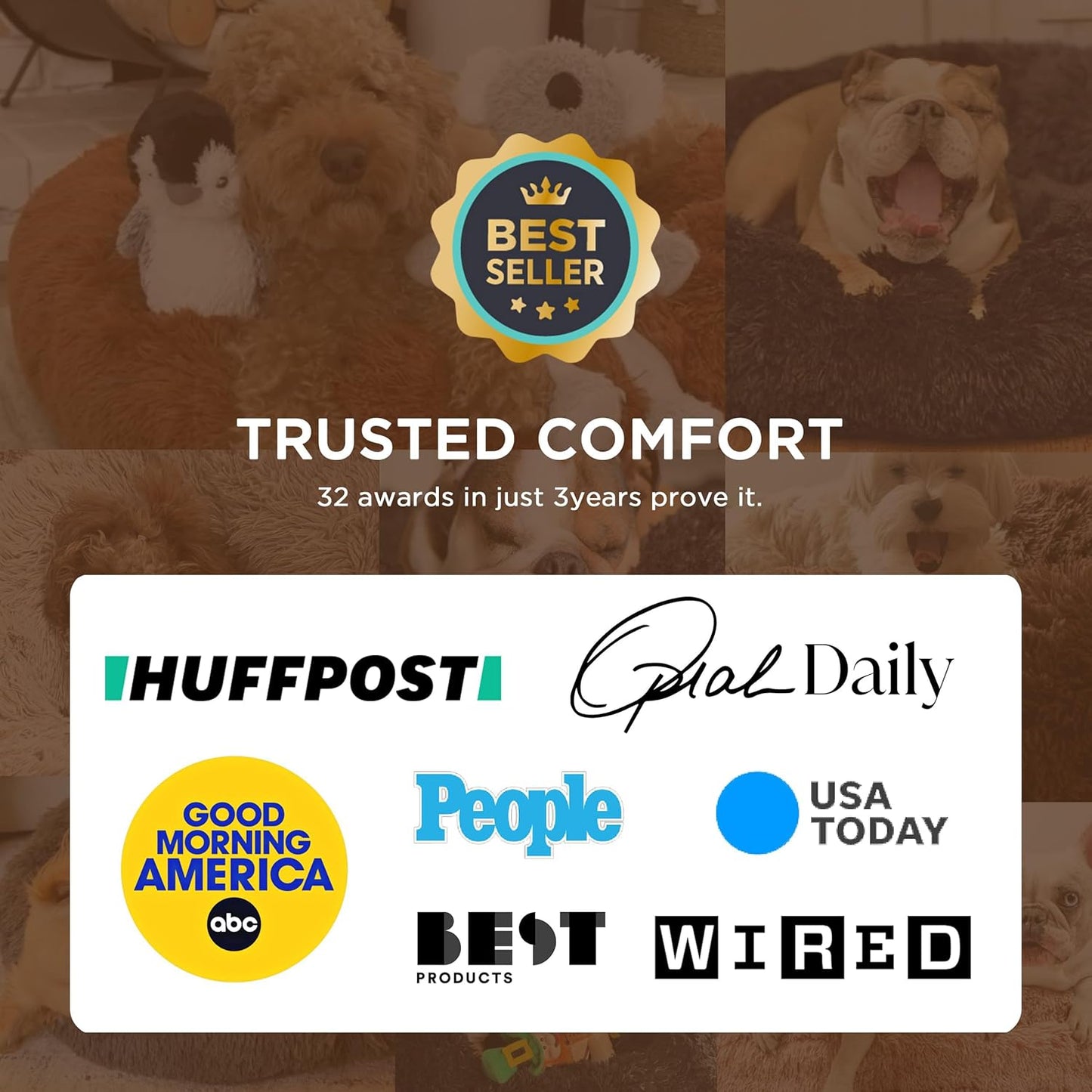 Bedsure Calming Dog Bed for Extra Large Dogs - Donut Washable Large Pet Bed, 45 inches Anti-Slip Round Fluffy Plush Faux Fur Dog Bed, Fits up to 120 lbs Pets, Camel