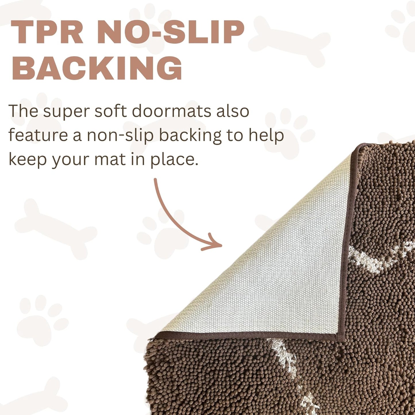 Soggy Doggy Dog Door Mat – Extra-Large Absorbent Chenille Microfiber Dog Rug for Muddy Paws, Wet Dogs & Entryway Floors, Non-Slip Backing, Machine Washable Doormat – Beige, 36” x 60”