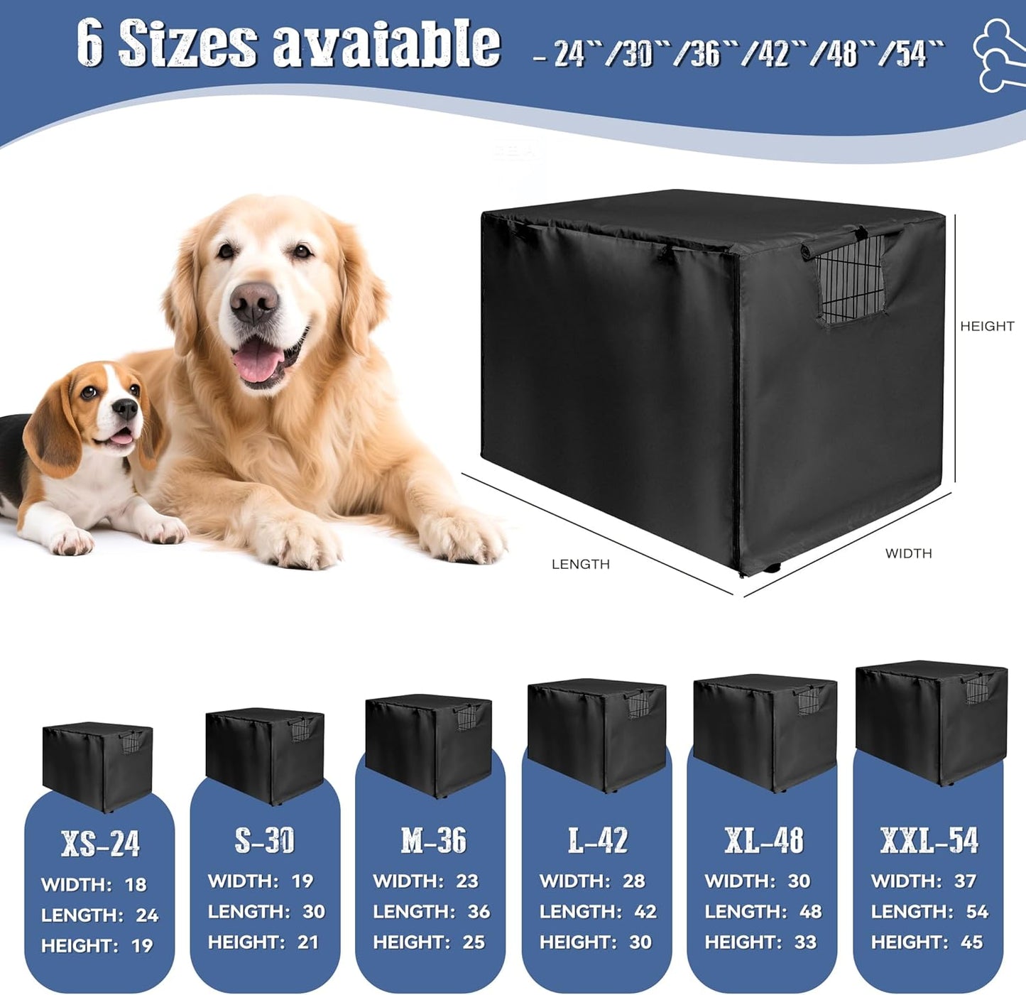 kefit Dog Crate Cover 36 inch, Kennel Cover for Wire Dog Cage, Black