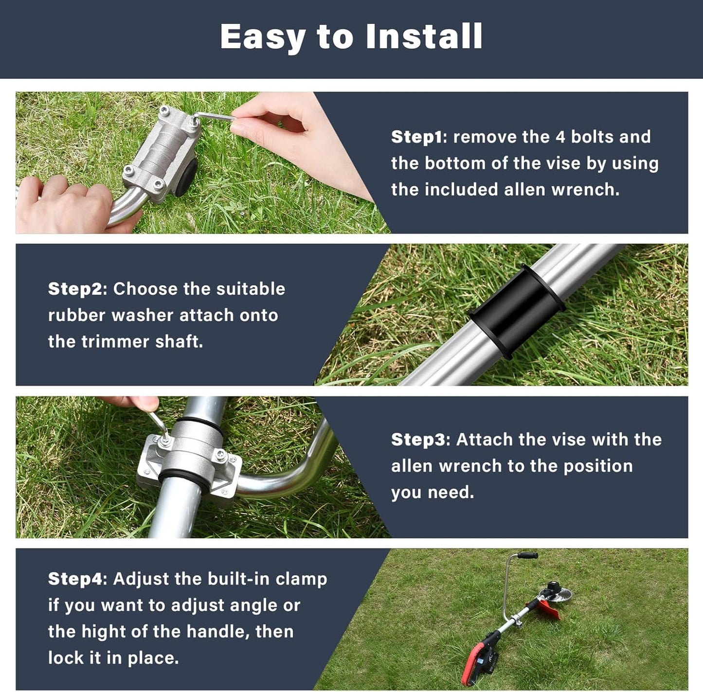 Ergonomic Trimmer Grip, String Trimmers Handle with Shoulder Strap Harness, Weed Eater Handle Extension with Bracket Clamp, Lawn Trimmer Handle Grip for Lawn Care, Landscaping, Yard Trimming Edging
