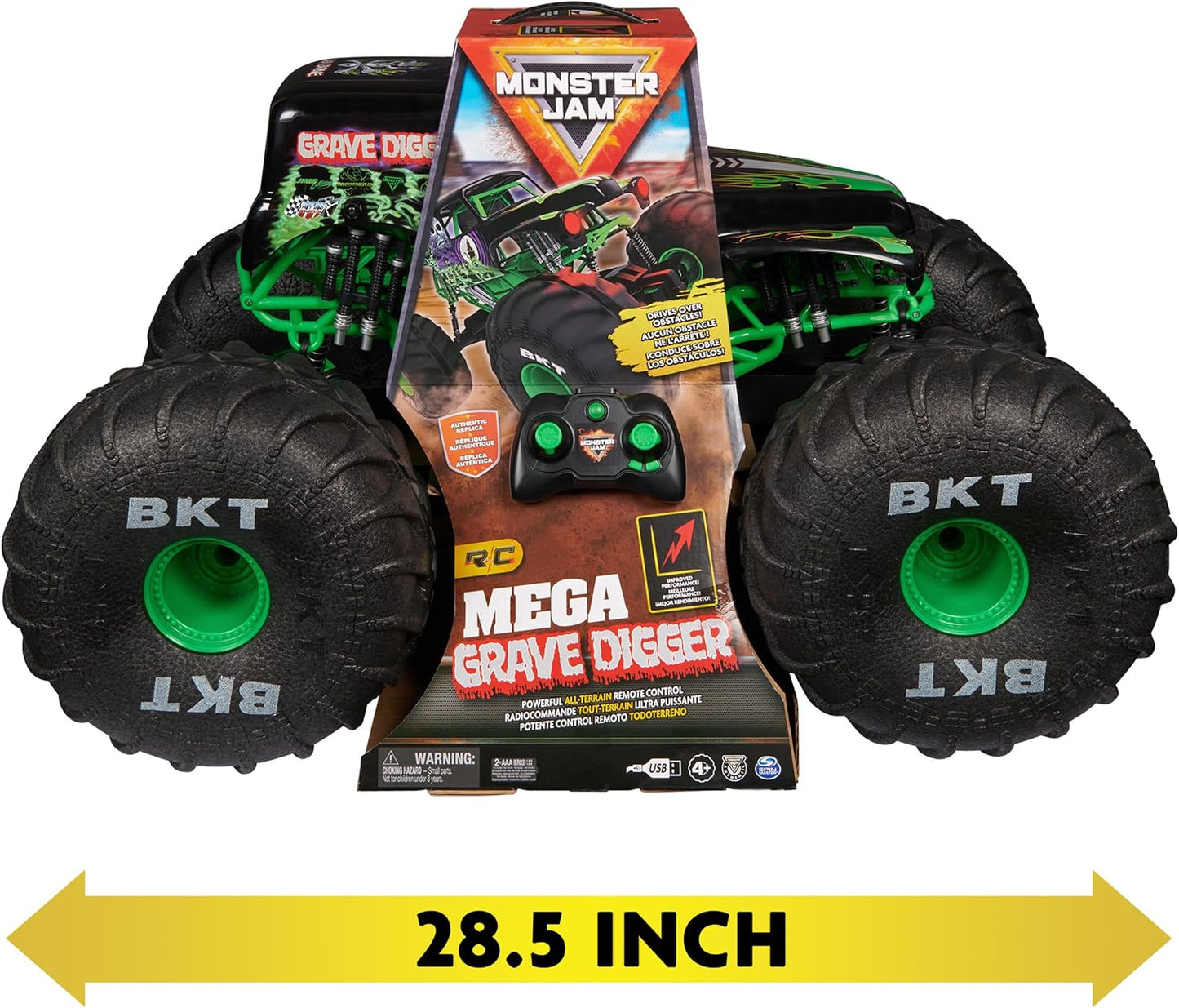 Monster Jam, Official Mega Grave Digger All-Terrain Remote Control Monster Truck, Over 2 Ft. Tall, 1:6 Scale, Kids Toys for Boys and Girls Ages 4 and Up