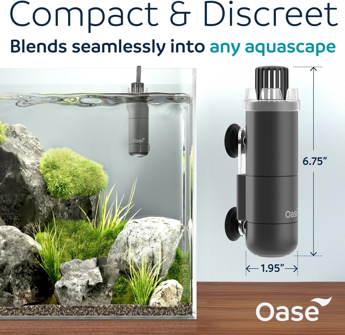 OASE CrystalSkim 600 Surface Skimmer for Freshwater and Marine Aquariums – Compact Internal Filter for Film Oil and Debris Removal, Quiet, Adjustable Flow, Shrimp-Safe, for Tanks up to 160 Gal / 600 L