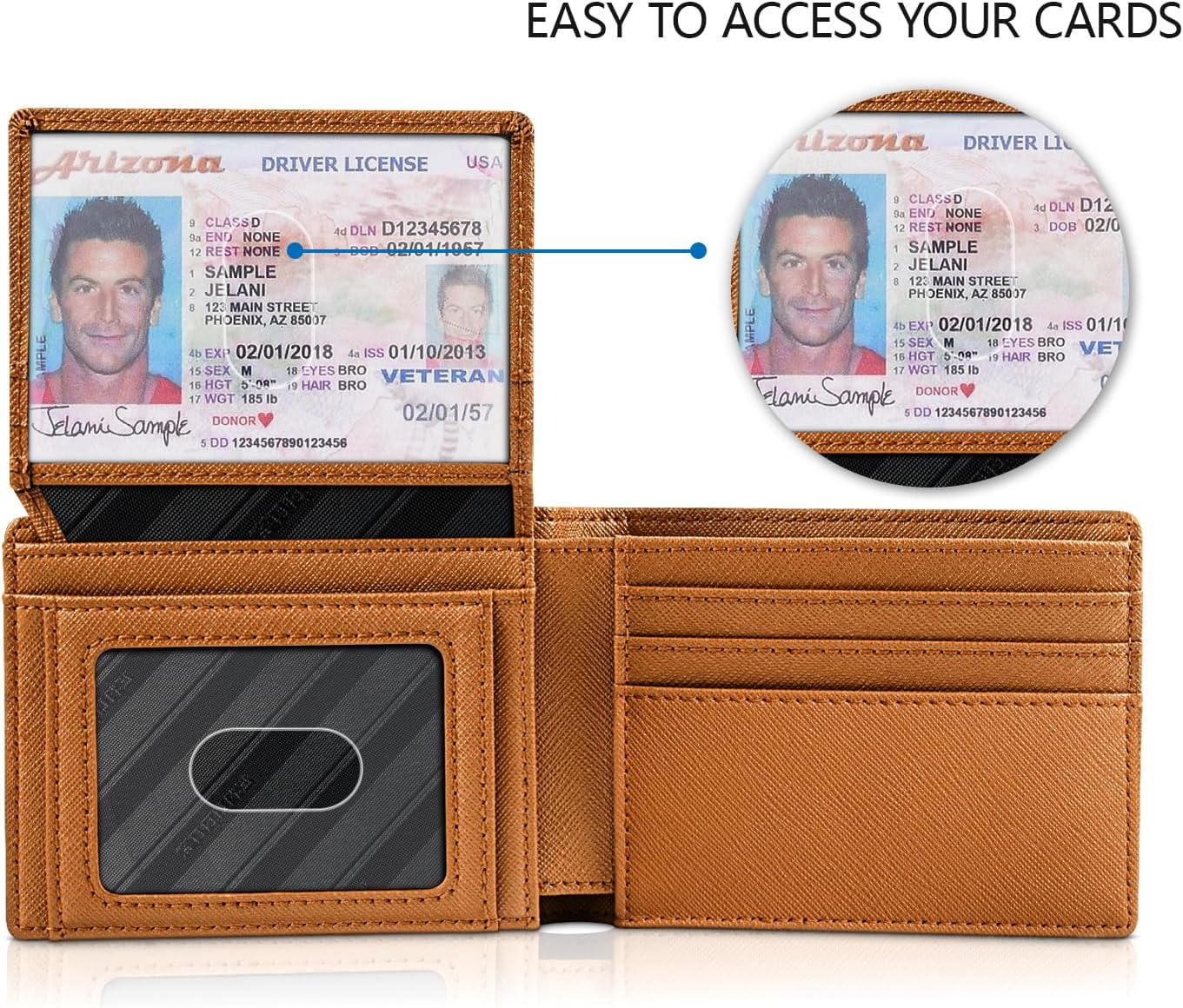 RUNBOX Wallet for Men Slim Rfid Leather 2 ID Window With Gift Box | Slim, Rfid, 2 ID Window, With Gift Box, Slim, Rfid