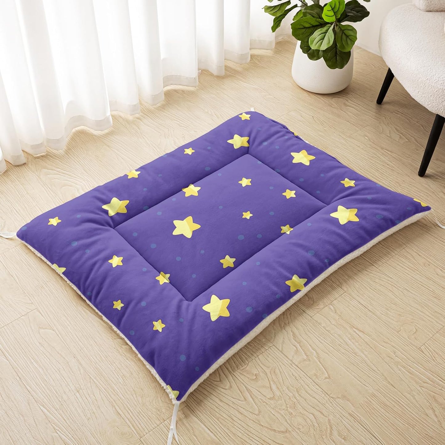 Star Orthopedic Dog Bed Mat (41"X31"),Purple Comfortable Pet Dog Cat Kennel Pad,Printing Washable Crate Bed,Sleeping Mat for Small Medium Large Dogs Cats,for Proof Pad Crate,Outdoor,Home Use