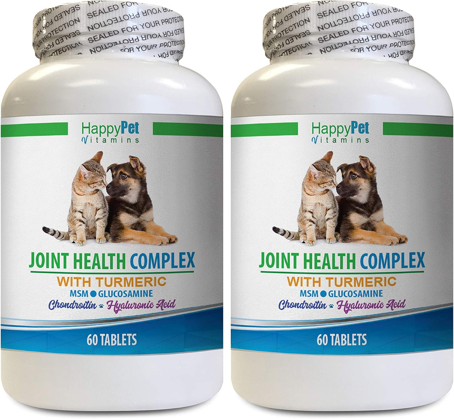 Dogs Fur Care - PET Joint Health Complex with Turmeric - Dogs and Cats - MSM GLUCOSAMINE - Immune Boost - Dog Vitamins for Skin and Coat - 2 Bottles (120 Tablets)