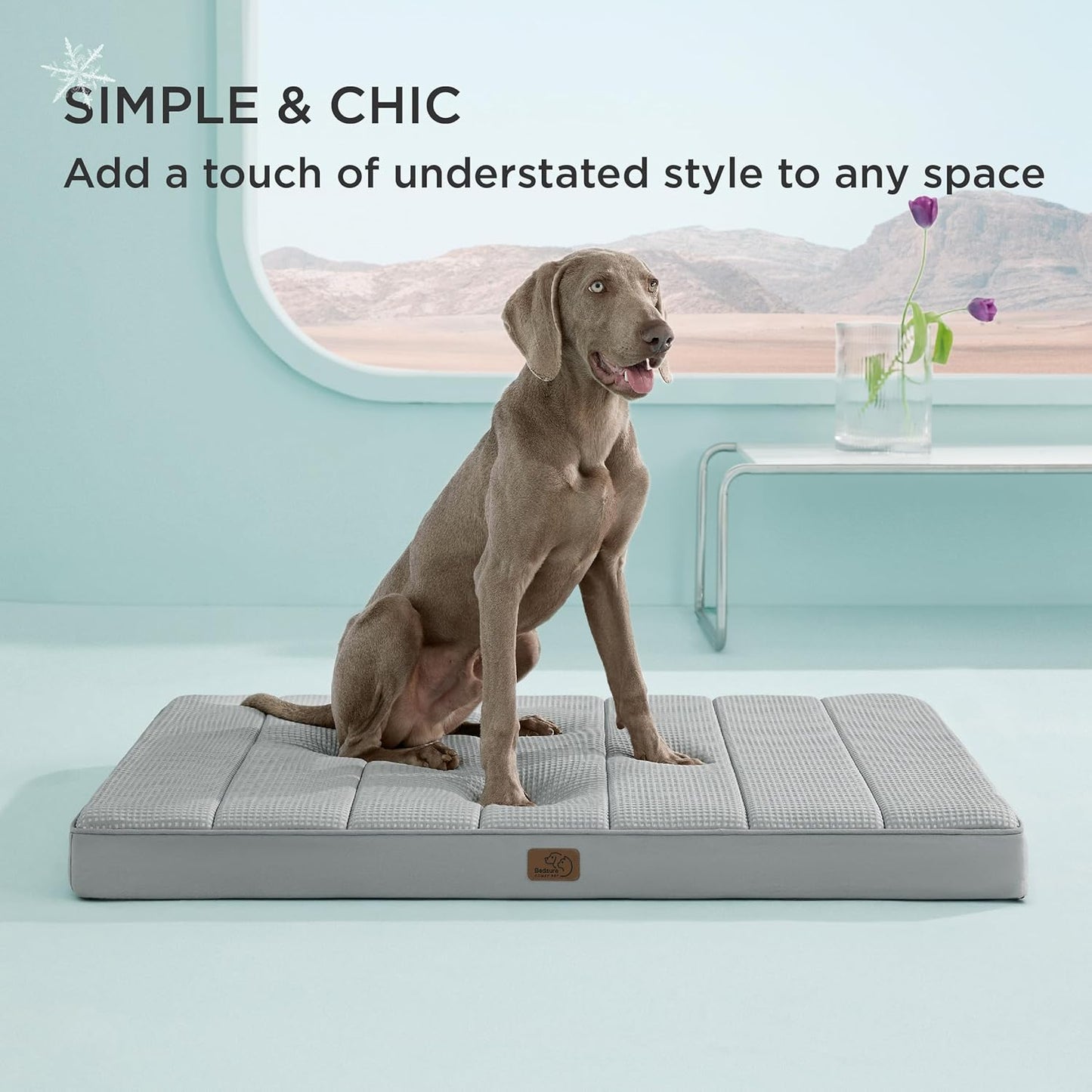 Bedsure Cooling Dog Bed for Crate - Extra Large Comfy Flat Puppy Beds with Removable Washable Cover, Orthopedic Egg Crate Foam Pet Mat, Suitable for Pet Up to 90 lbs