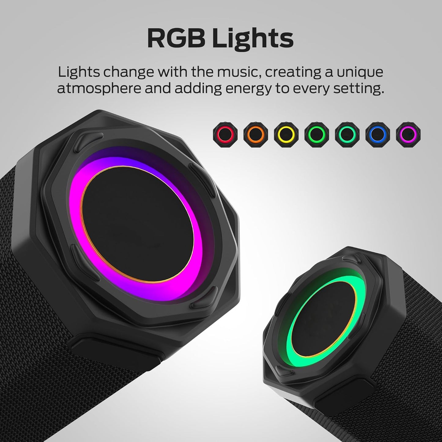 Monster Speaker S200 Wireless Portable Bluetooth Speaker, 24H Playtime, IPX6 Waterproof, 50W Stereo Sound, Bluetooth 5.4, Dual Bass Speakers, Perfect for Home, Parties, and Travel.Black