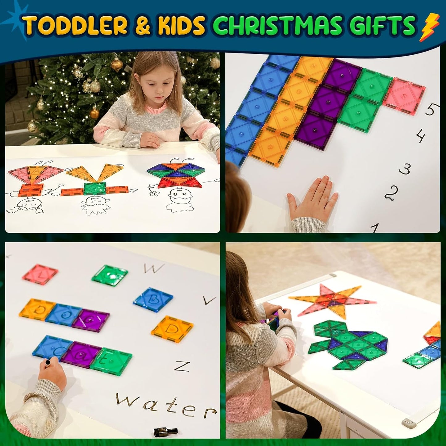 Magnetic Tiles Toddler Toys Magnetic Building Blocks for Kids Ages 3-12 STEM Educational Toys for Girls & Boys Sensory Toys for Kids with Autism Classroom Must Haves Easter Basket Stuffers for Toddler
