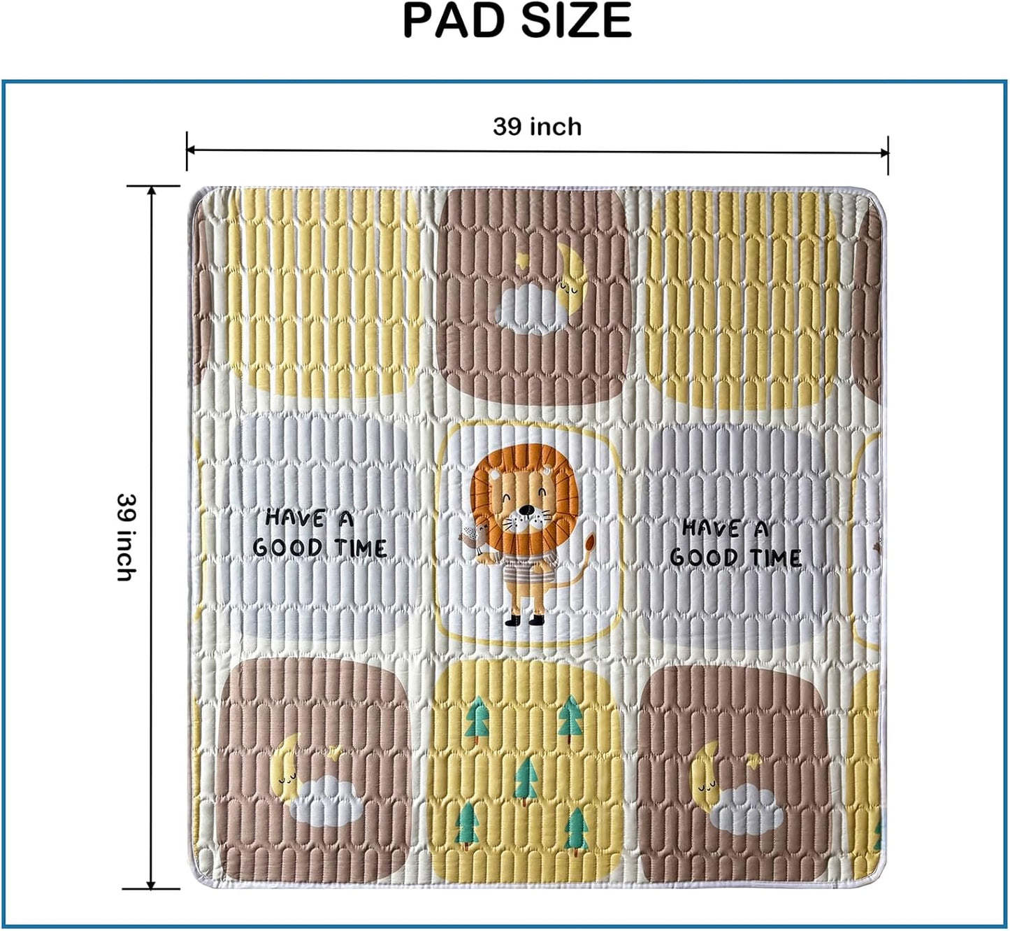 Washable Pee Pads with 4 Clips,39"x39",2-Pack,Quick-Absorbent Leakproof Non-Slip Reusable,for Potty Training&Disabled Dog,Fits 36" 4-Panel Playpens,Beds,Cars&Sofas,(Playpen Not Included)