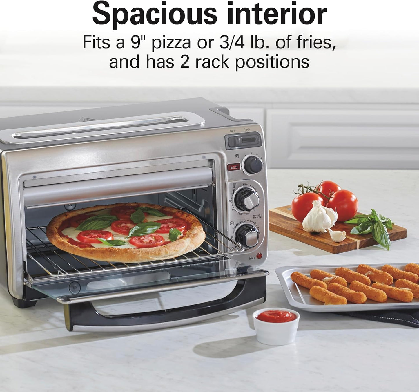 Hamilton Beach 2-in-1 Countertop Toaster Oven and Long Slot 2 Slice Toaster, 60 Minute Timer and Automatic Shut Off, Shade Selector, Stainless Steel (31156)