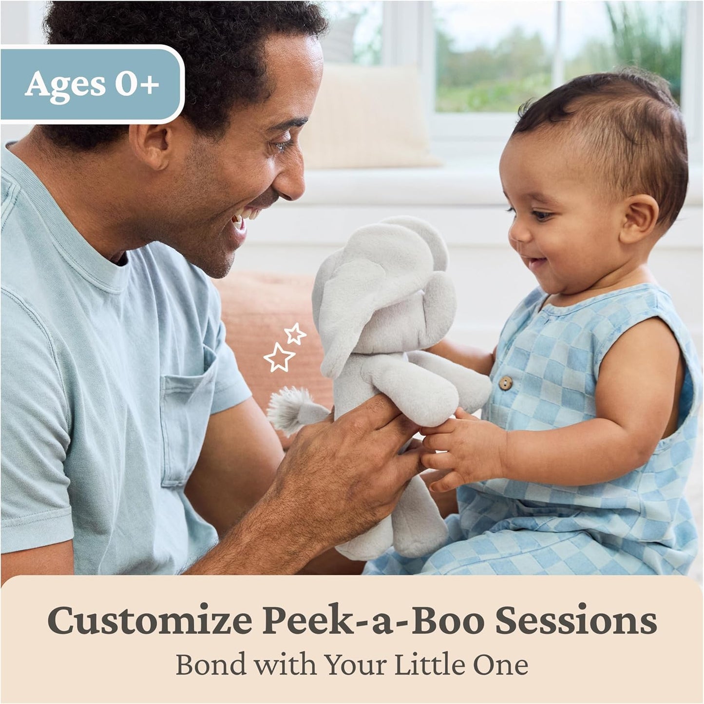 GUND Baby Peek-a-Boo Flappy Elephant Plush, Elephant Stuffed Animal, Baby Toy for Ages 0 and Up, Gray, 7" (Batteries Not Required)