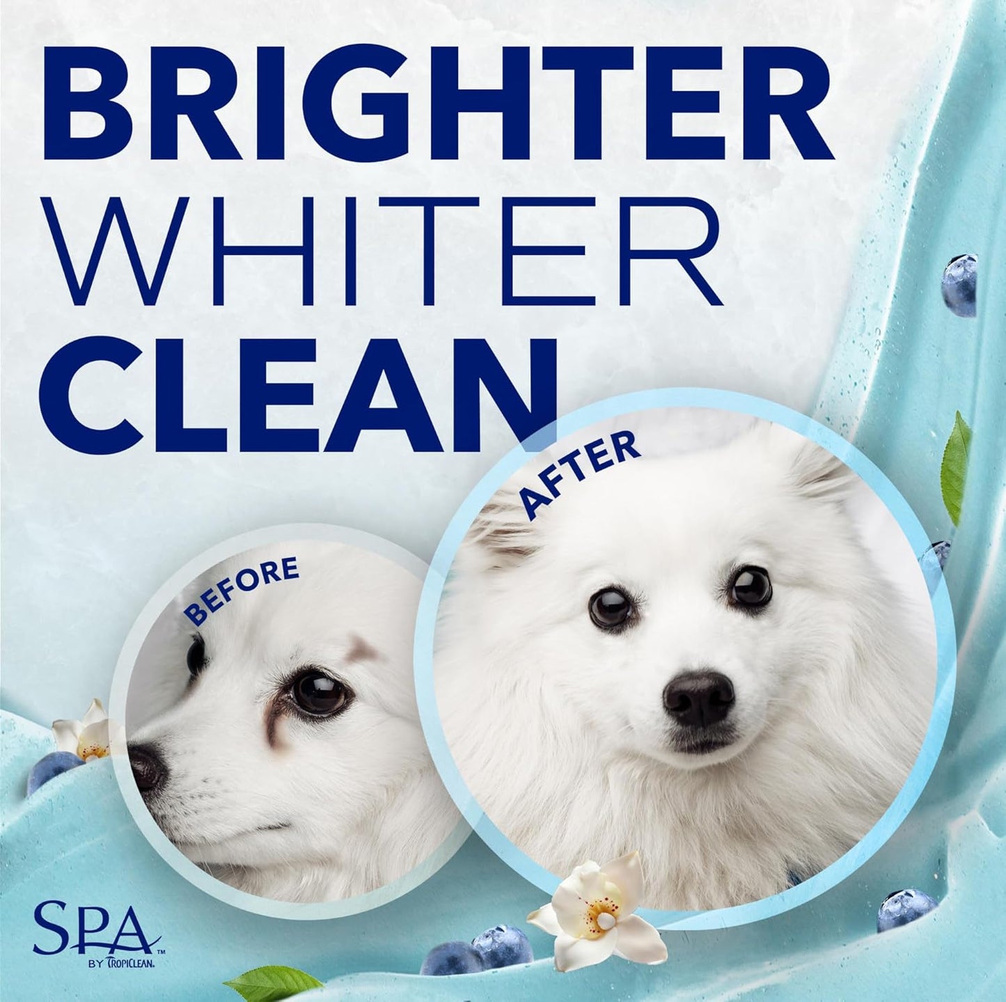 TropiClean SPA Tear Stain Remover for Dogs | Blueberry Facial Shampoo | Odor Eliminator | Tearless | Whitening and Brightening | Made in USA | 8oz.