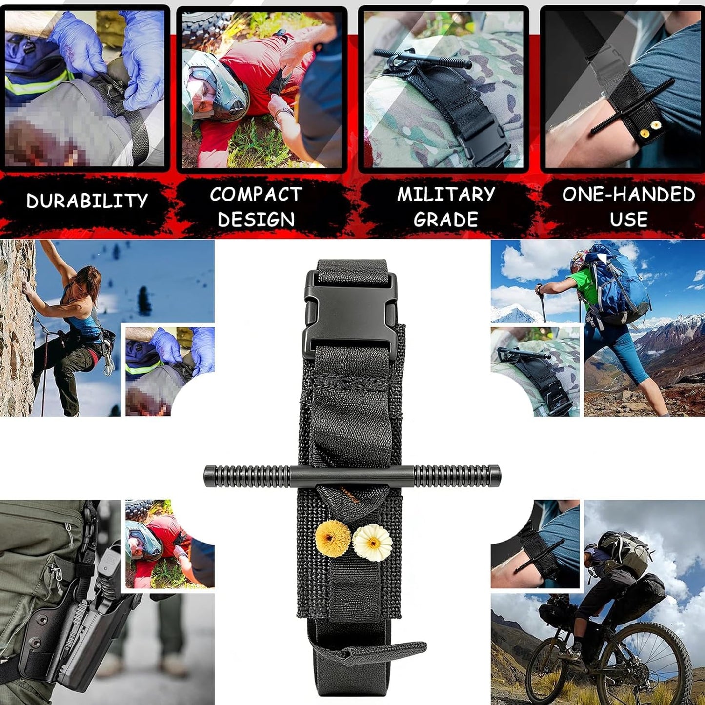 IFAK Trauma Kit with Tourniquet, 6-Inch Bandage, Splint, Tactical First Aid Kit for Car, Camping, Hiking and Travel with Molle Bag