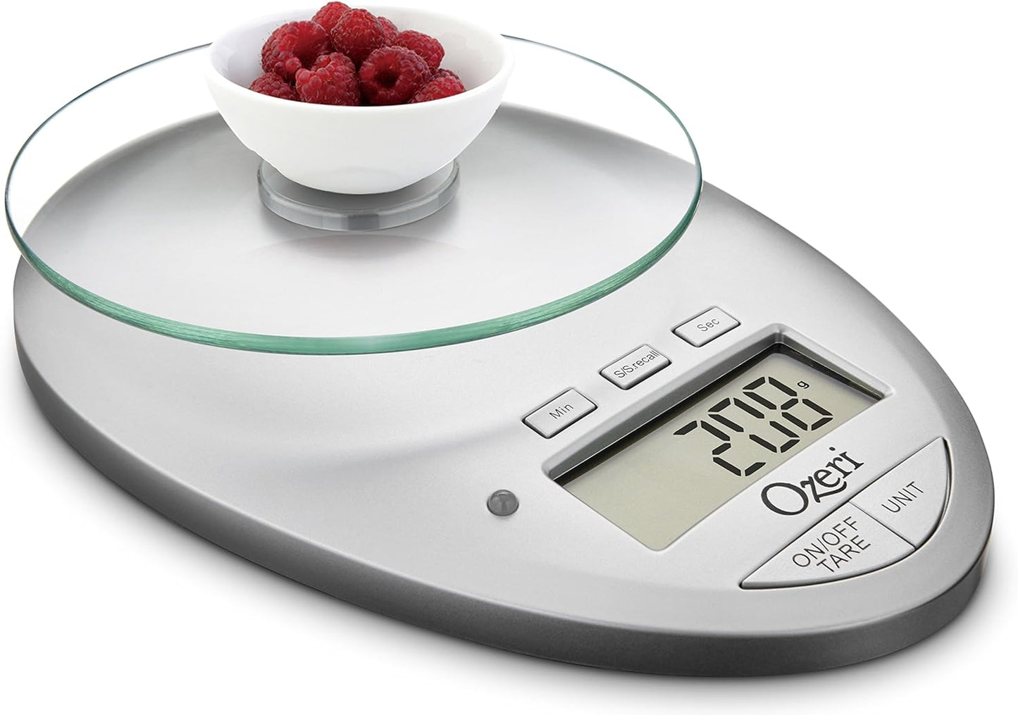 Ozeri Pro II Digital Kitchen Scale with Removable Glass Platform and Countdown Kitchen Timer (1 g to 12 lbs Capacity)