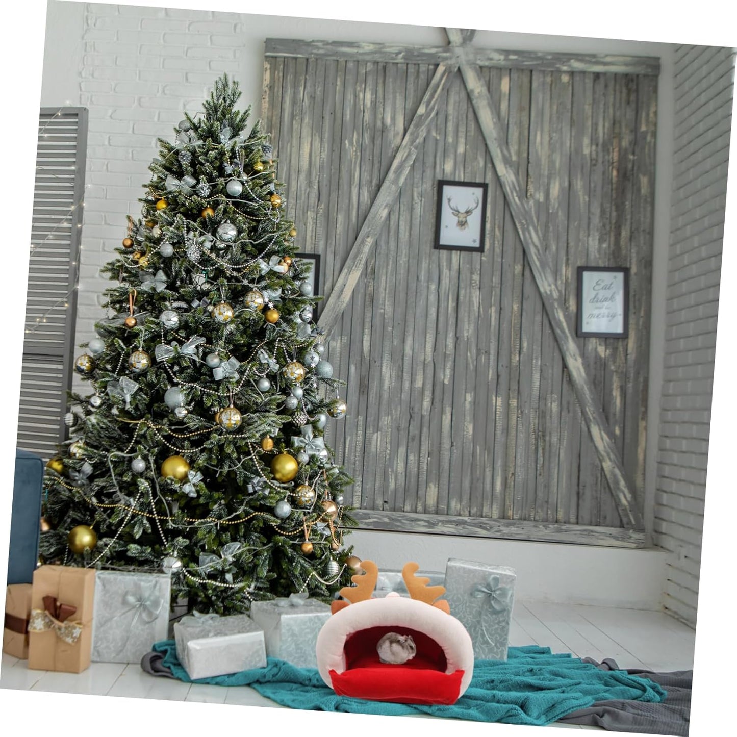 PRETYZOOM Christmas Deer Shape Hamster Hideout Cozy Nest for Small Animals for Chinchillas Hamsters Fun Warm Sleeping Place Space-Saving Design Holiday