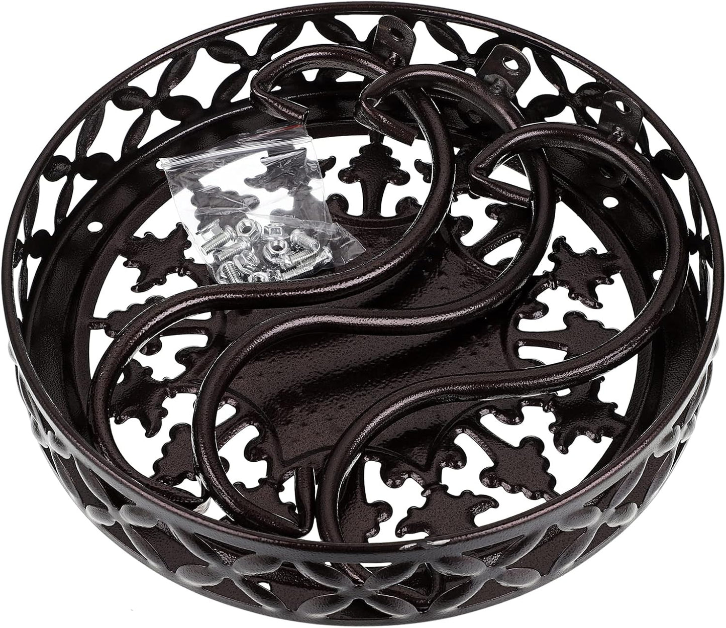 OwnMy Metal Round Plant Stand Indoor Outdoor Flower Pot Holder, Heavy Duty Iron Plant Stand Display Potted Rack for Home, Garden, Patio, Dark Brown