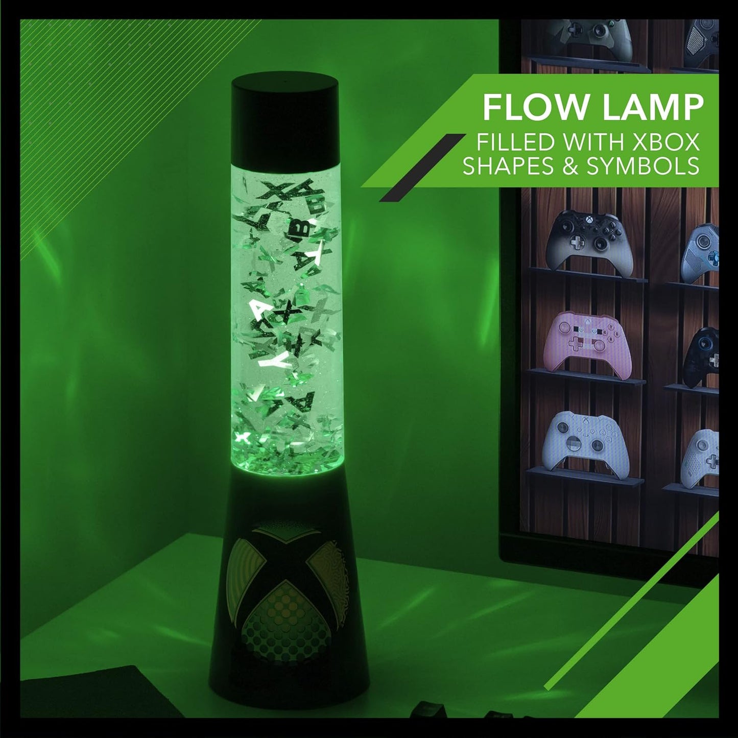 Paladone Xbox Glitter Flow Lamp, Night Light Mood Lighting, 33 cm