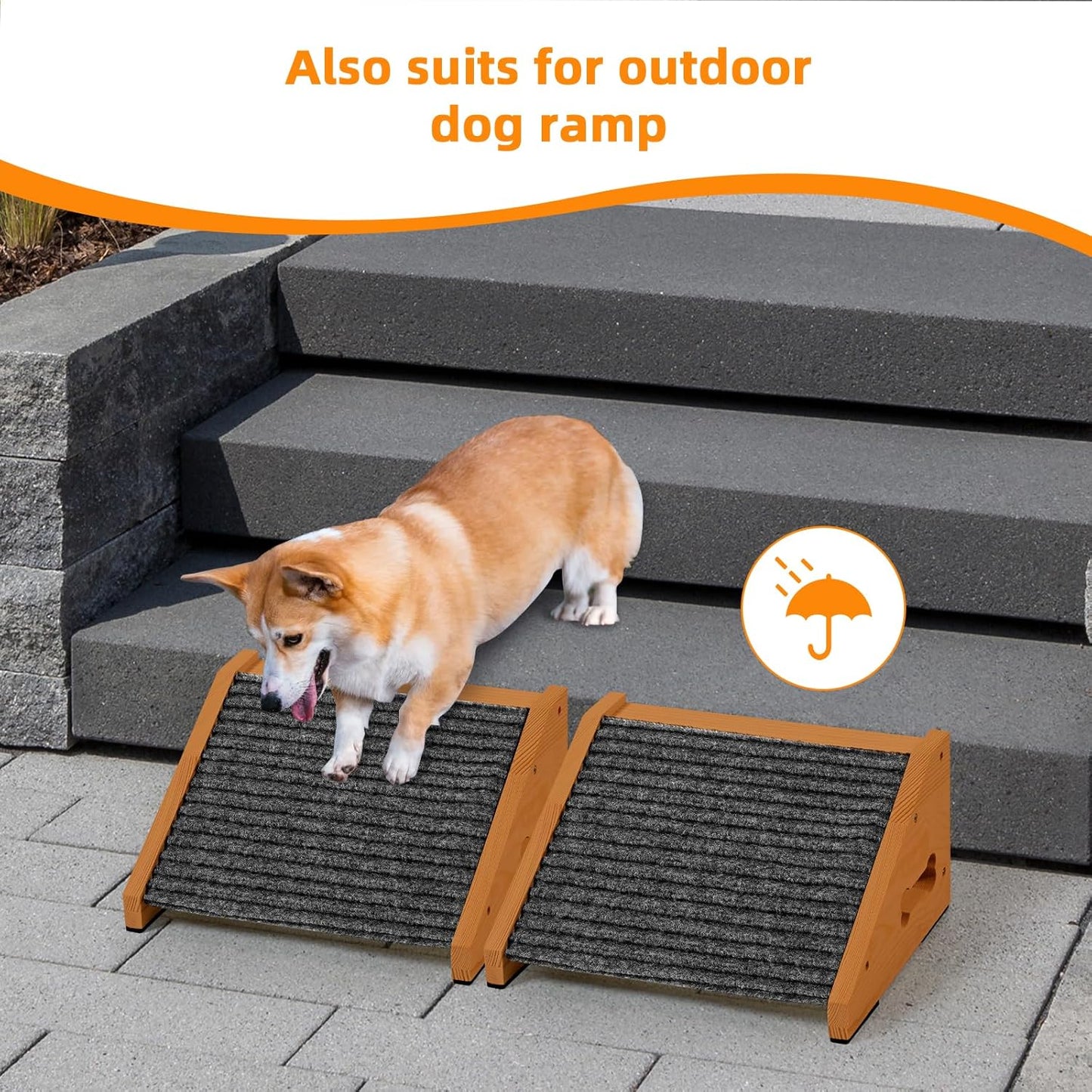 4 Pack Wooden Dog Ramp for Stairs Suits for Small Medium Dogs Cats, Pet Steps Stairs for Staircase for Dogs Cats Brown,Need Installation,13 * 9.8 * 5.1 inch